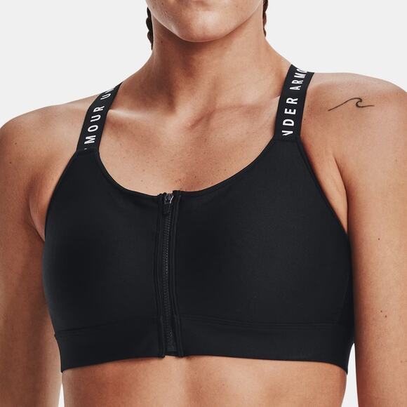 Under Armour Other - Under Armour UA Infinity High Sports Bra XL Black Front Zip Court Field Running